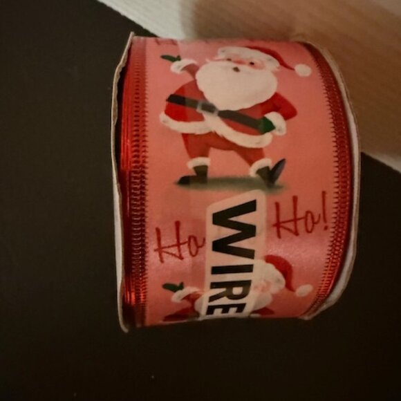Place & Time-Holiday Santa HoHoHo Wire Edged Pink Satin Ribbon - 2.5"W x 8.33Yds - Picture 3 of 3